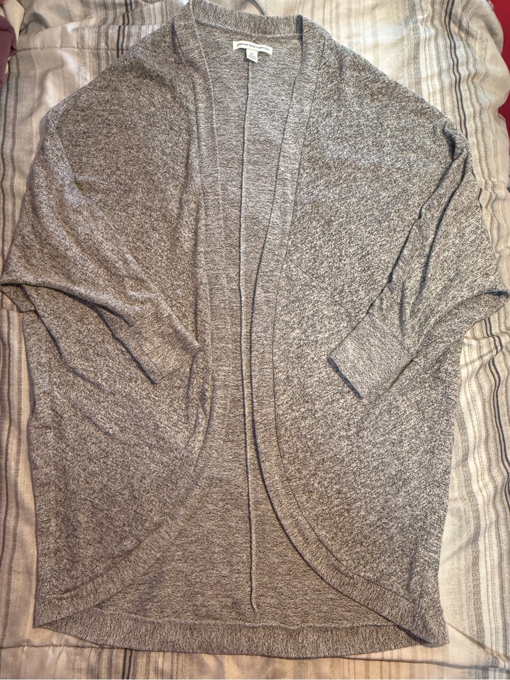 American Eagle Outfitters Heather Gray Open-Front Cardigan